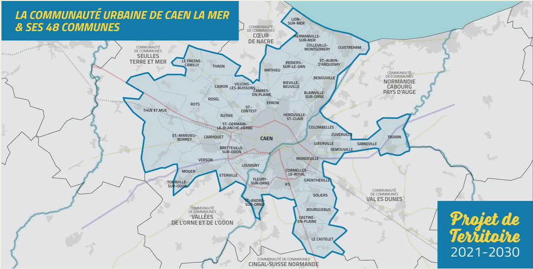 Carte communauté urbaine caen la mer