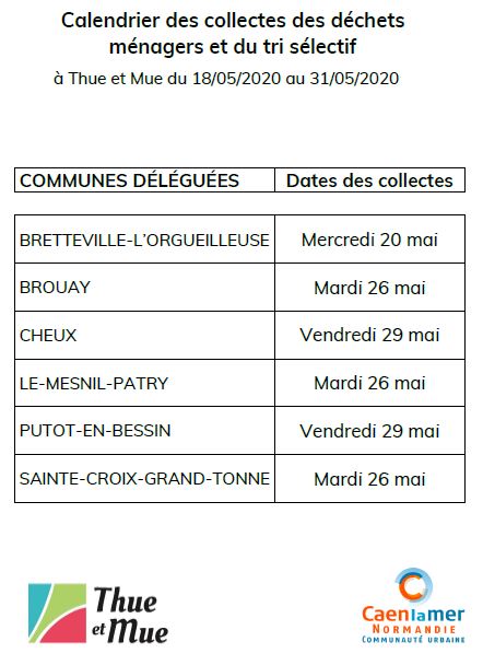 Planning des collectes des déchets