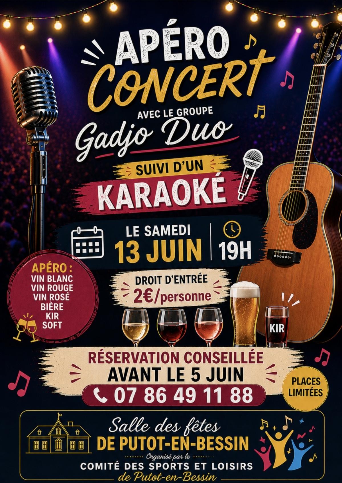 Affiche soirée apéro-concert et karaoké Putot