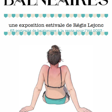 affiche montrant une femme assise de dos en maillot de bain