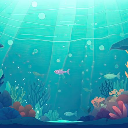 fond marin avec corail et poisson